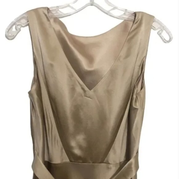 SALONI Silk Jen Dress Sleeveless Midi Length in Gold Crepe Size 4 - Picture 6 of 10